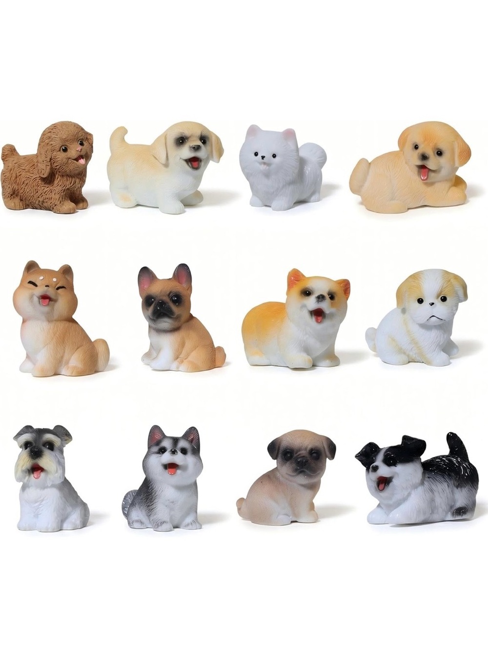 12 Adorable Dog Figurines + Free Puppy Bag Charm With Purchase